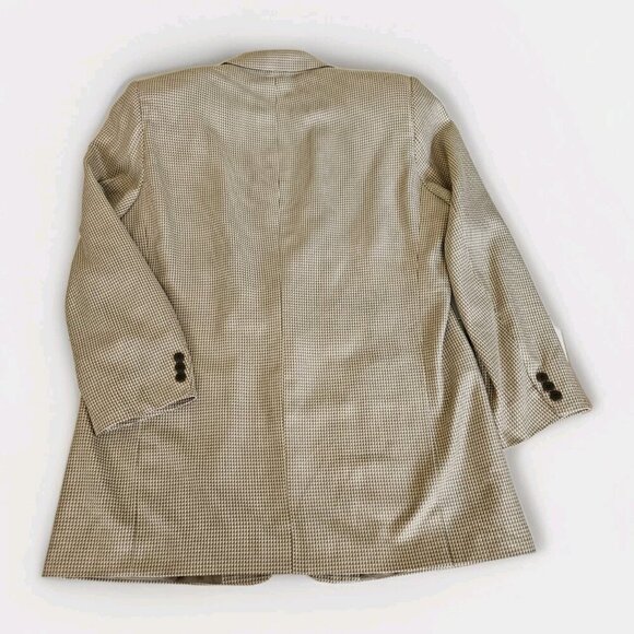 Holt Renfrew Blazer Men US 48 Cream Beige Silk Lined Union Made 2B Ventless FLAW - Picture 16 of 16